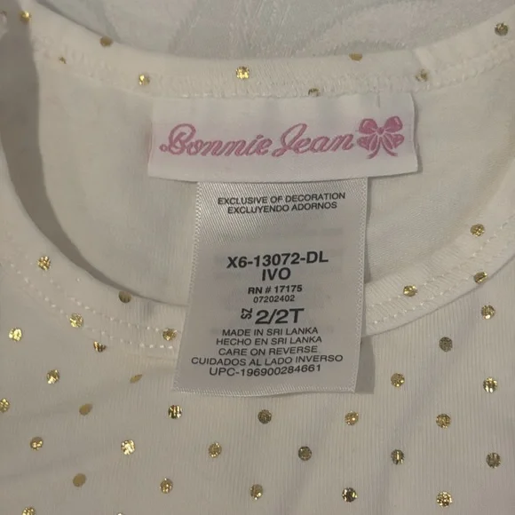 Bonnie Jean Holiday Foiled Dot Knot Dress. 2T - Picture 8 of 11